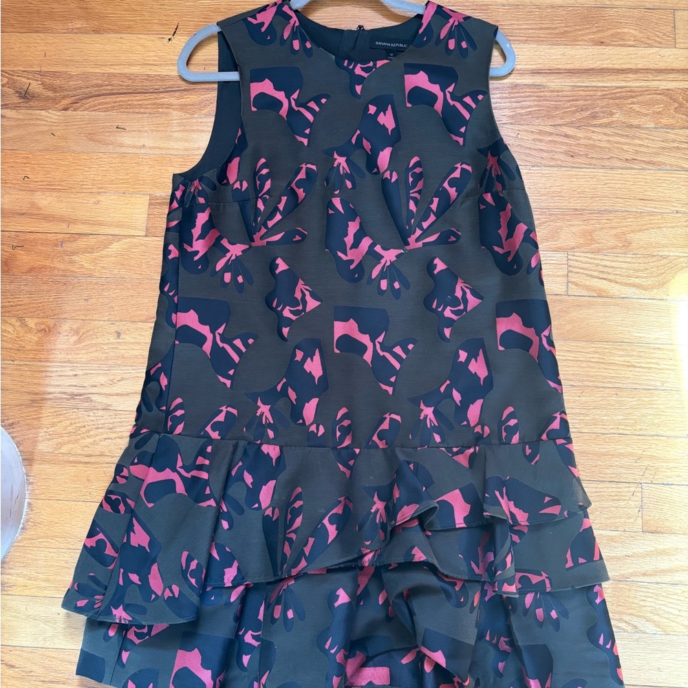 BANANA REPUBLIC Jigsaw Ruffle Drop Waist Dress Women